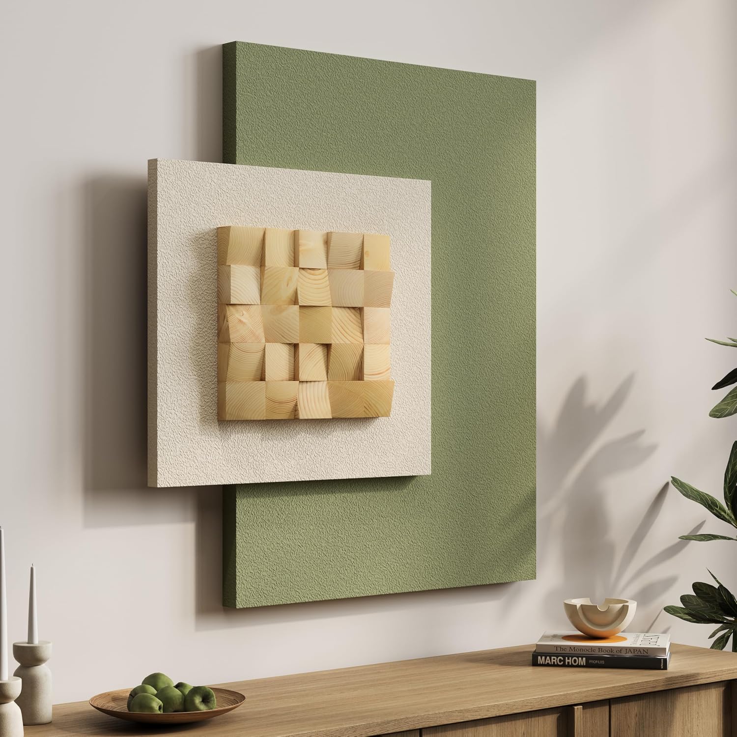 3D Wood Textured Large Neutral Abstract Wall Art, Modern Beige Brown Geometric Paintings Artwork for Walls-Minimalist Wooden Wall Art Decor for Living