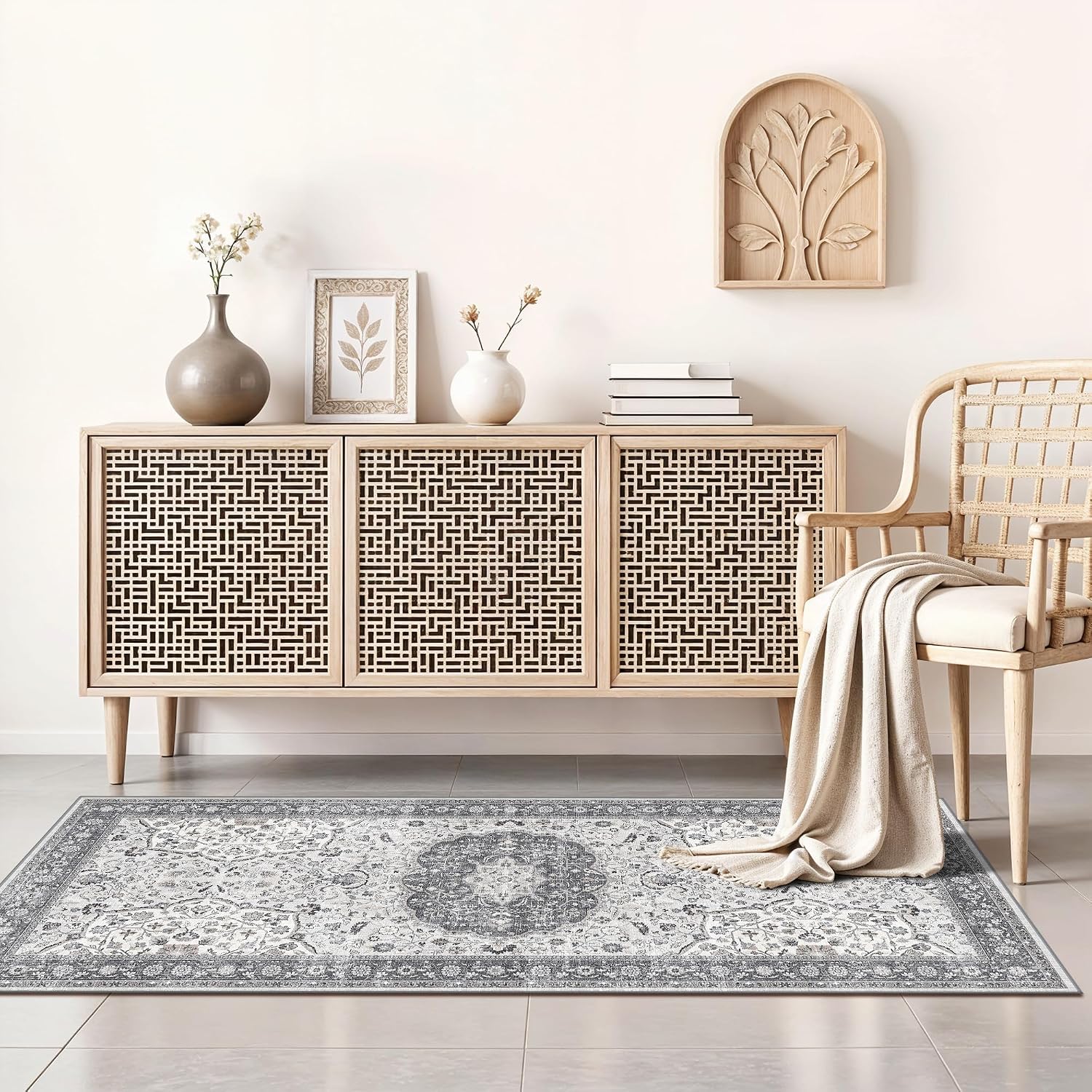 HY HAO YUN LAI Washable Large 9x12 Area Rug: Living Room Oriental Non Slip Soft Rugs Indoor Low Pile Stain Resistant Carpet for Bedroom Dining Room