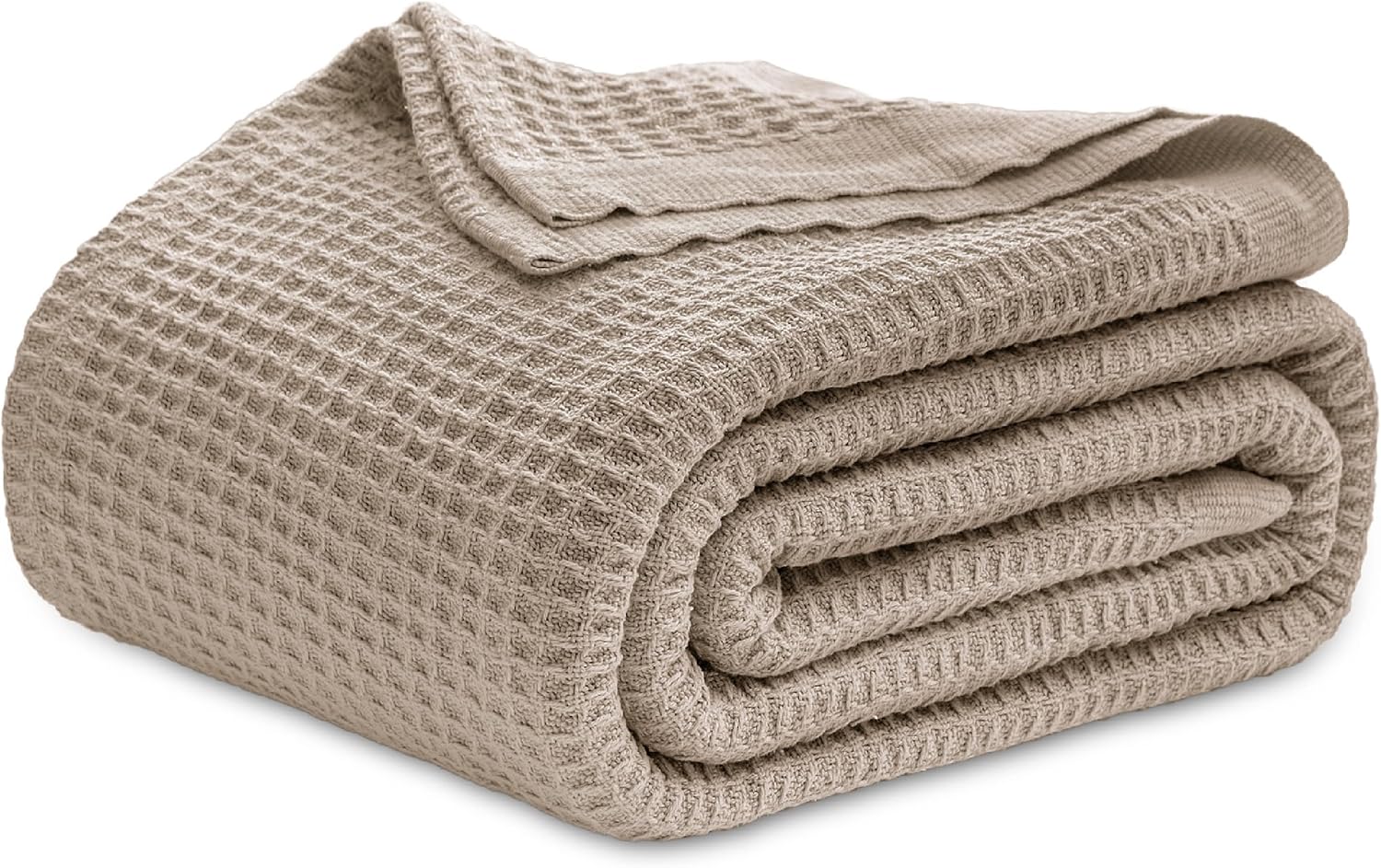Bedsure 100% Cotton Blanket King Size for Bed - Cooling Breathable and Soft for Summer, Thick Cozy Waffle Weave Blanket Gifts for Women, White