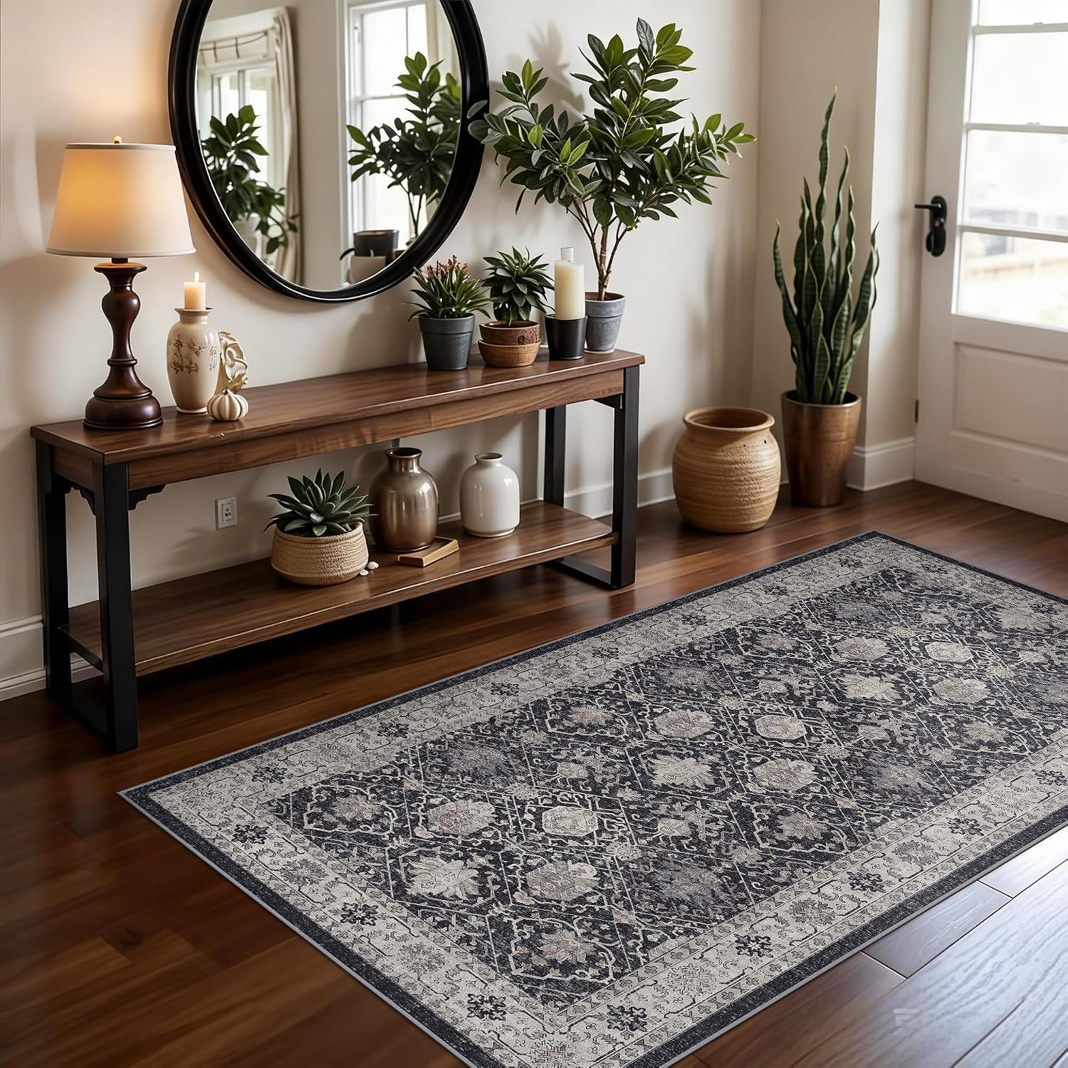 HY HAO YUN LAI Washable Large 9x12 Area Rug: Living Room Oriental Non Slip Soft Rugs Indoor Low Pile Stain Resistant Carpet for Bedroom Dining Room
