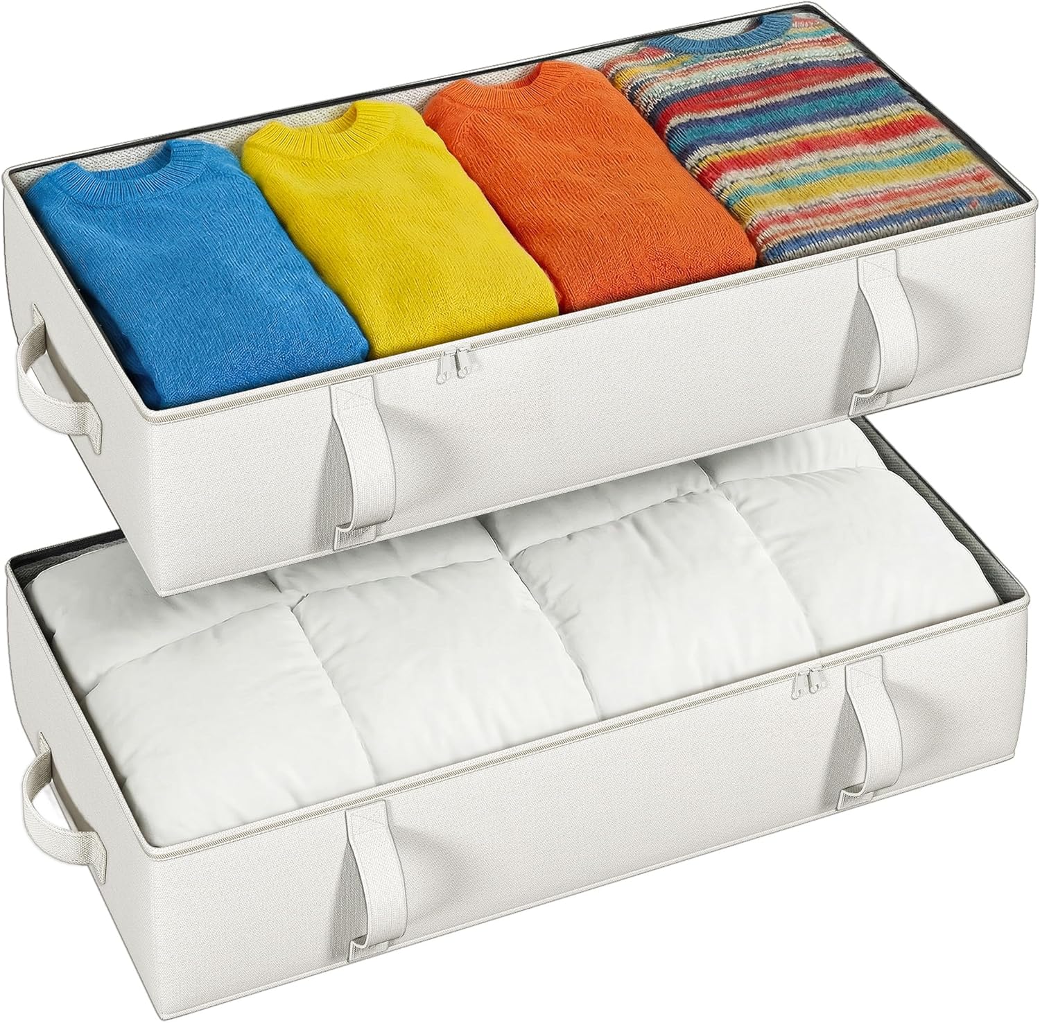 TidyCorner 2-Pack Under Bed Storage Containers, 4.5 Inches Tall Low Profile Underbed Clothes Storage Organizer Bin with Sturdy Sidewalls/Bottom