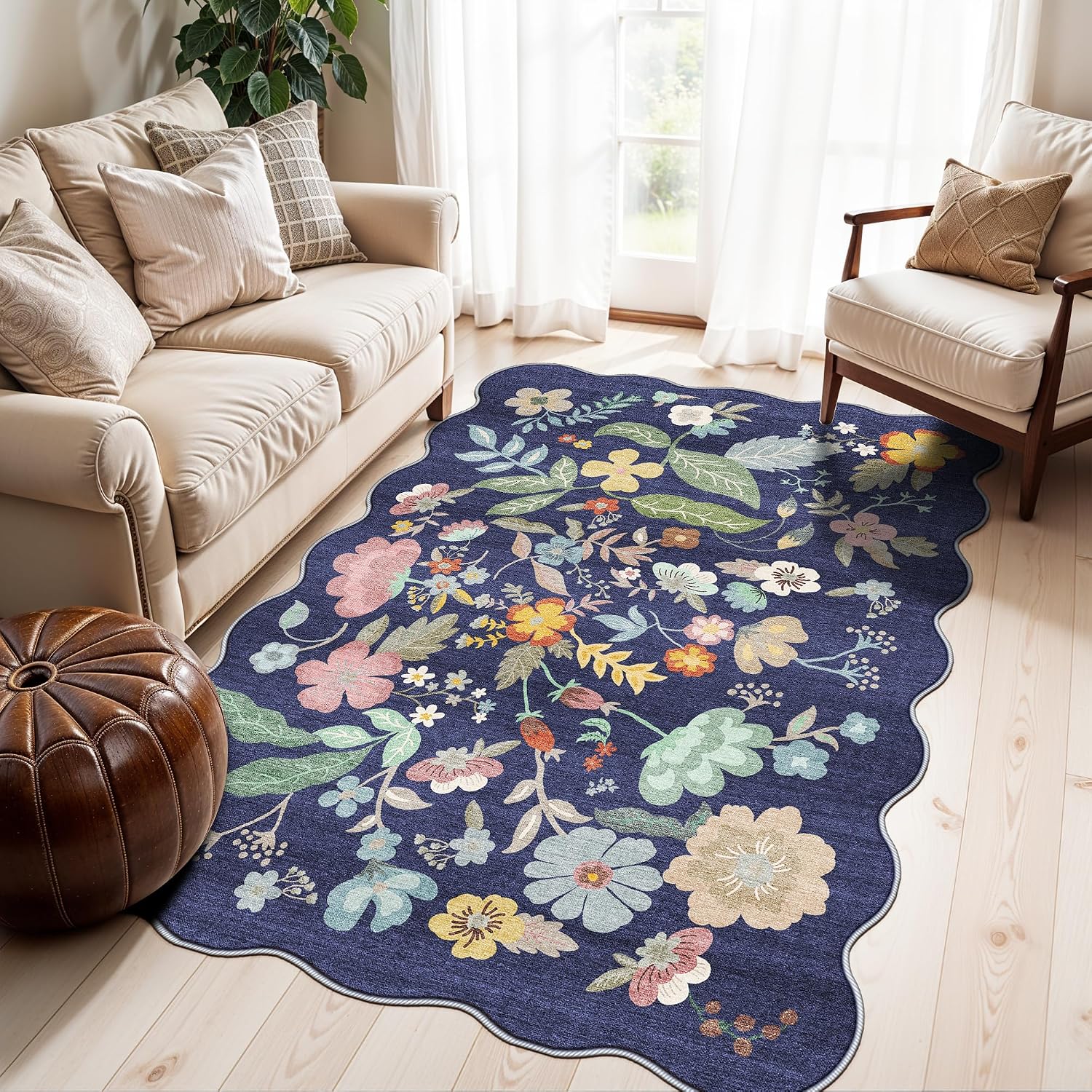 HY HAO YUN LAI Washable Large 9x12 Area Rug: Living Room Oriental Non Slip Soft Rugs Indoor Low Pile Stain Resistant Carpet for Bedroom Dining Room