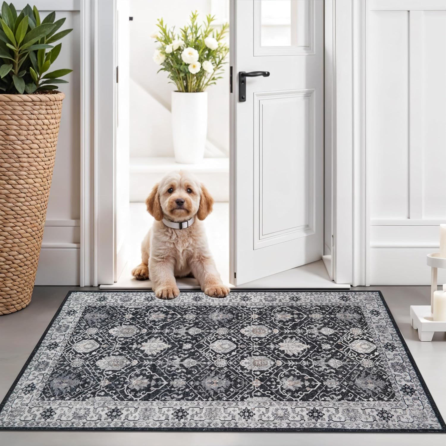 HY HAO YUN LAI Washable Large 9x12 Area Rug: Living Room Oriental Non Slip Soft Rugs Indoor Low Pile Stain Resistant Carpet for Bedroom Dining Room