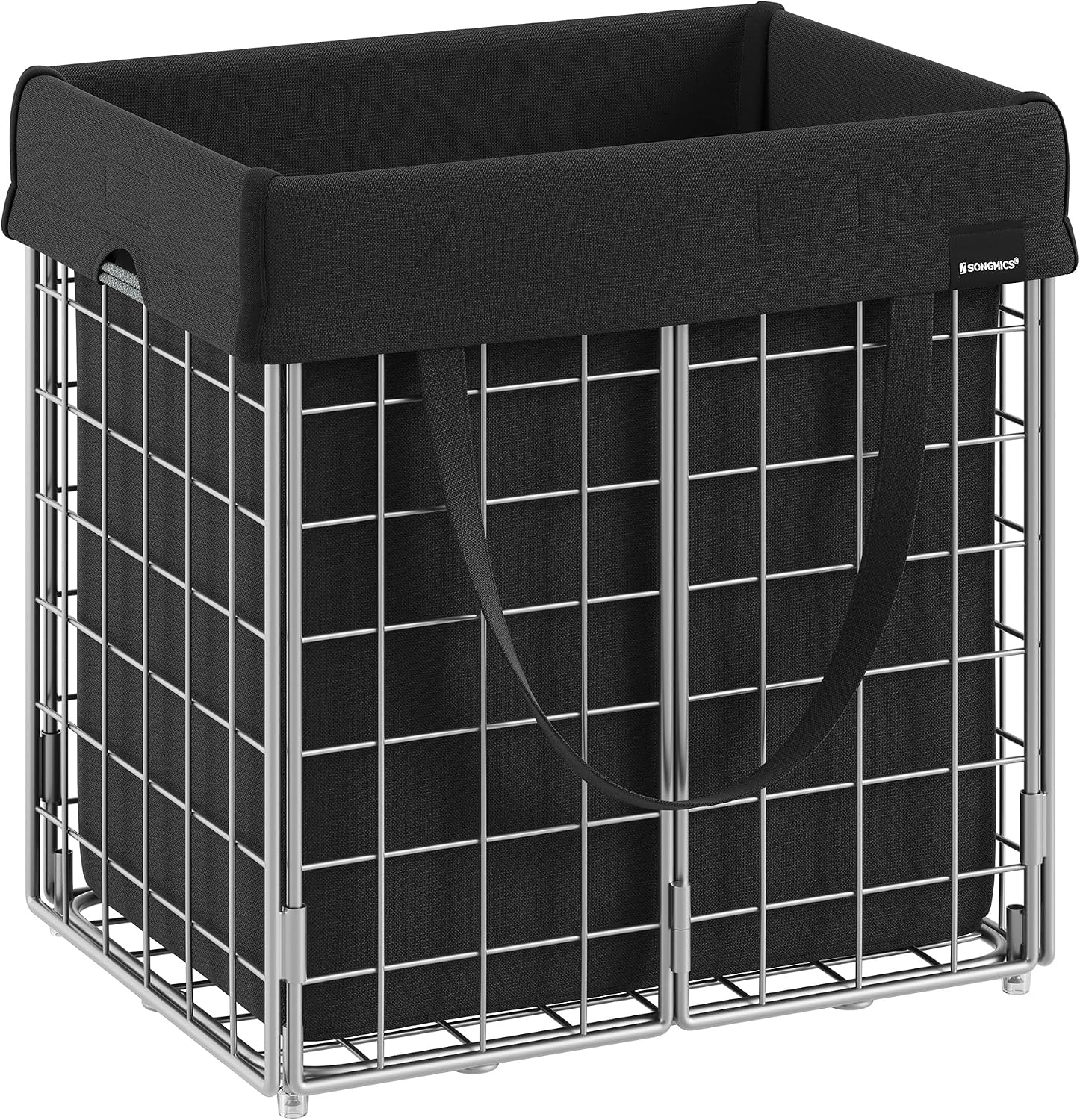 SONGMICS Laundry Hamper, 23.8 Gal. (90L) Laundry Basket, Collapsible Clothes Hamper, Black and White ULCB190W01