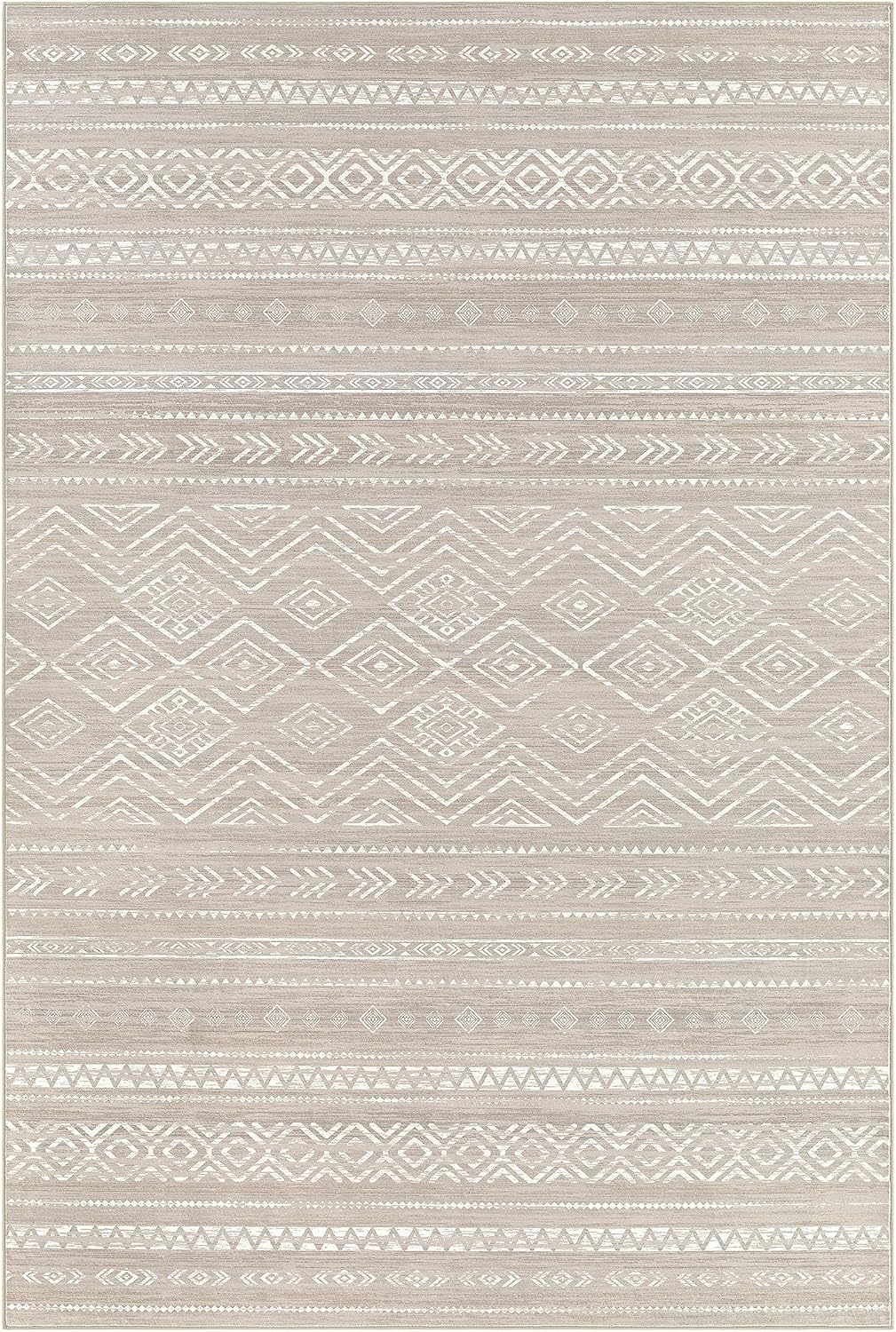 Tortania Area Rug Living Room Rugs - 10x12 Washable Large Soft Neutral Boho Moroccan Bohemian Farmhouse Rug Indoor Floor Carpet for Bedroom Under