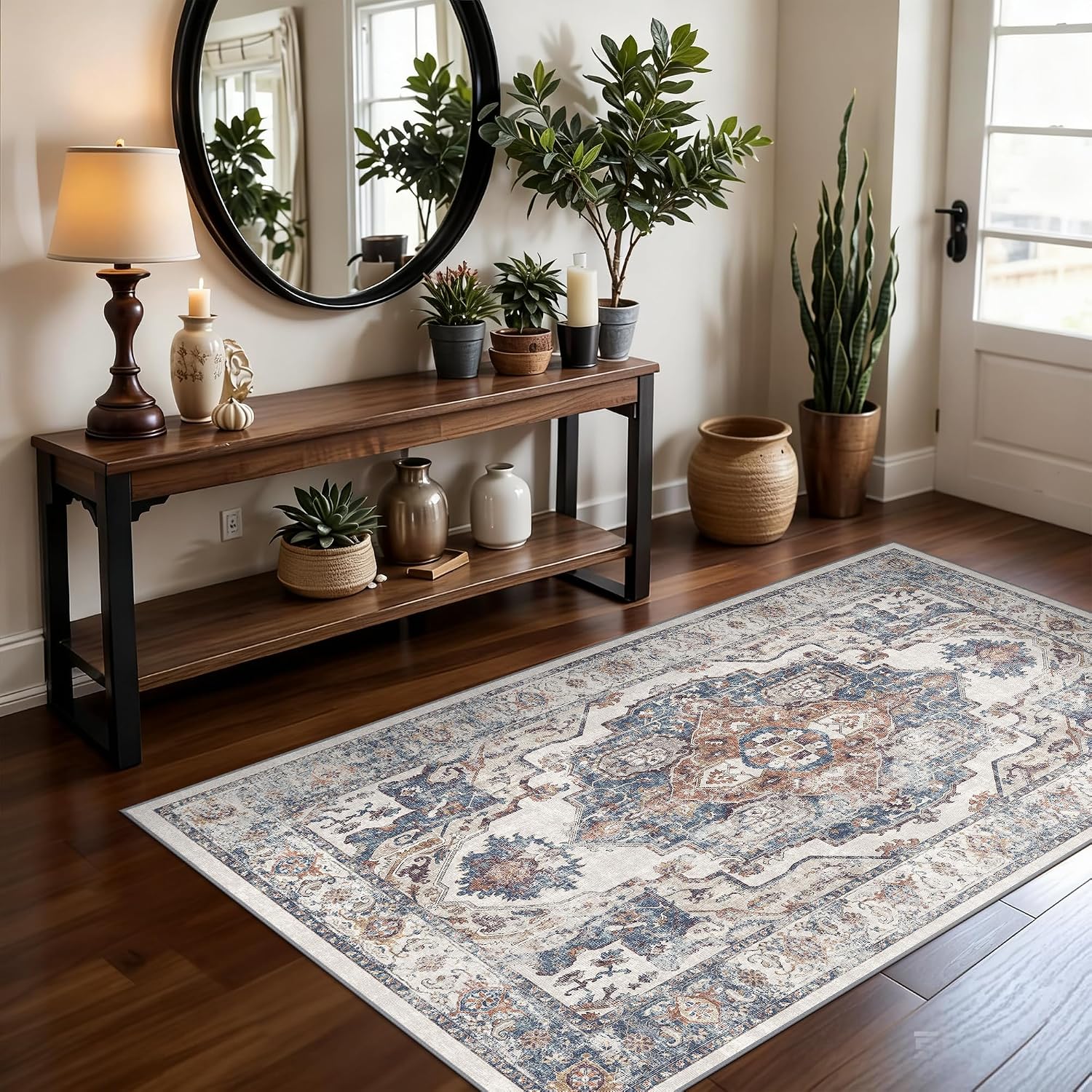 HY HAO YUN LAI Washable Large 9x12 Area Rug: Living Room Oriental Non Slip Soft Rugs Indoor Low Pile Stain Resistant Carpet for Bedroom Dining Room