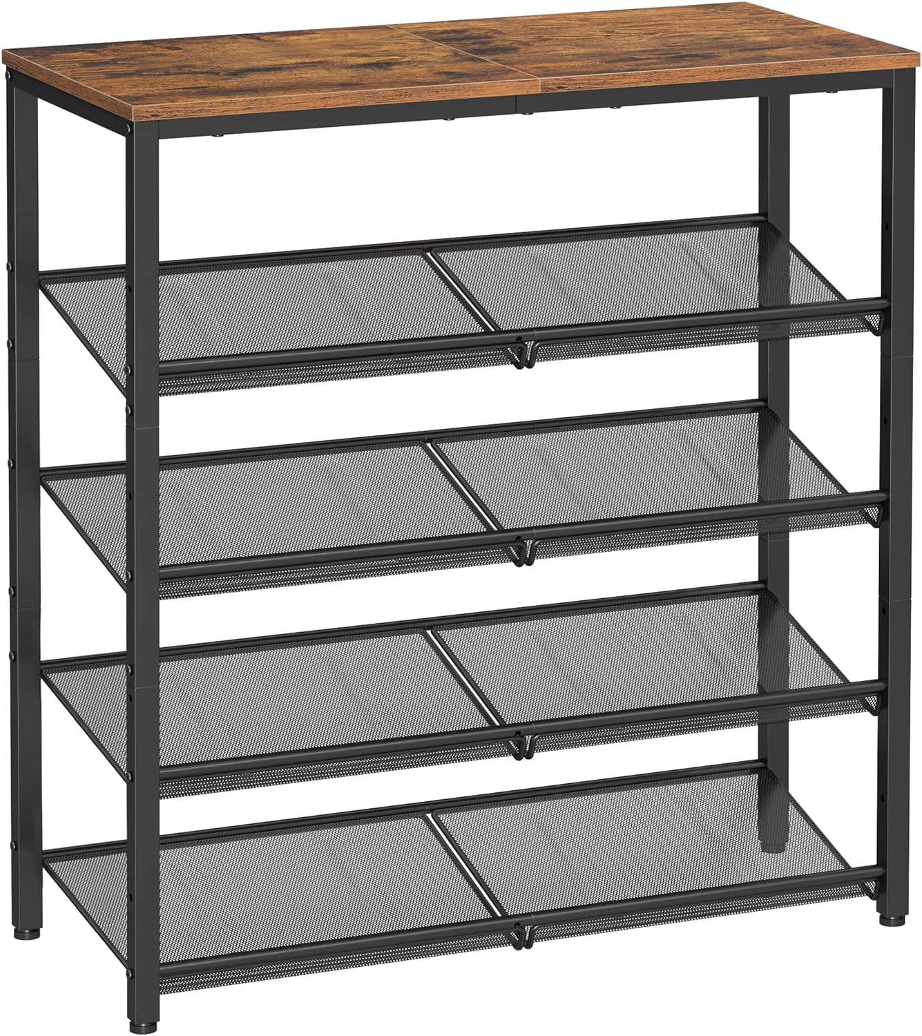 VASAGLE Shoe Rack for Entryway, Freestanding, Adjustable, Industrial, 5-Tier Shoe Rack Organizer with Storage Shelves and Spacious Top