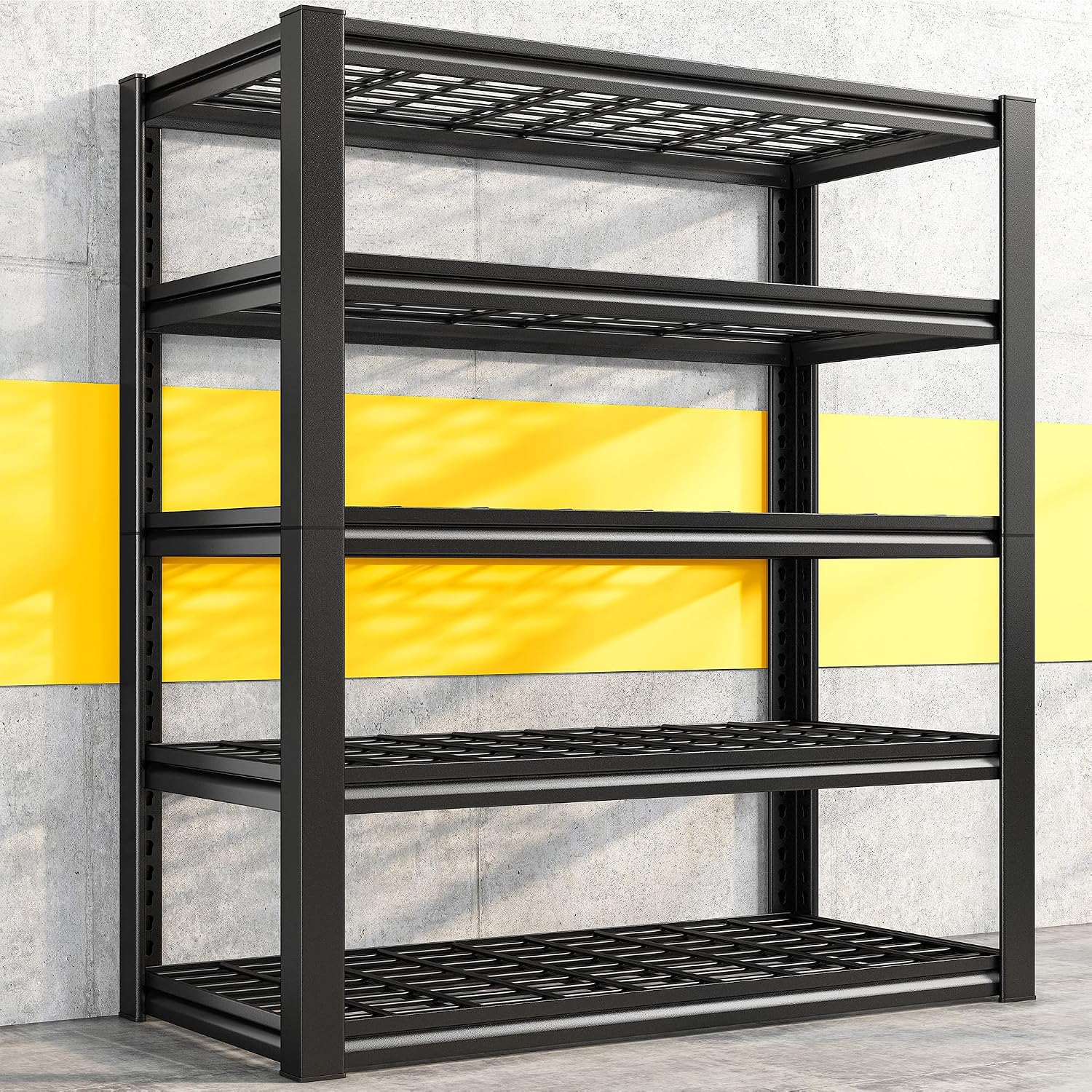 REIBII 72" H Garage Shelving 3200 LBS Capacity Adjustable Storage Shelves, Ventilation Mesh Panel, Heavy Duty Commercial Use