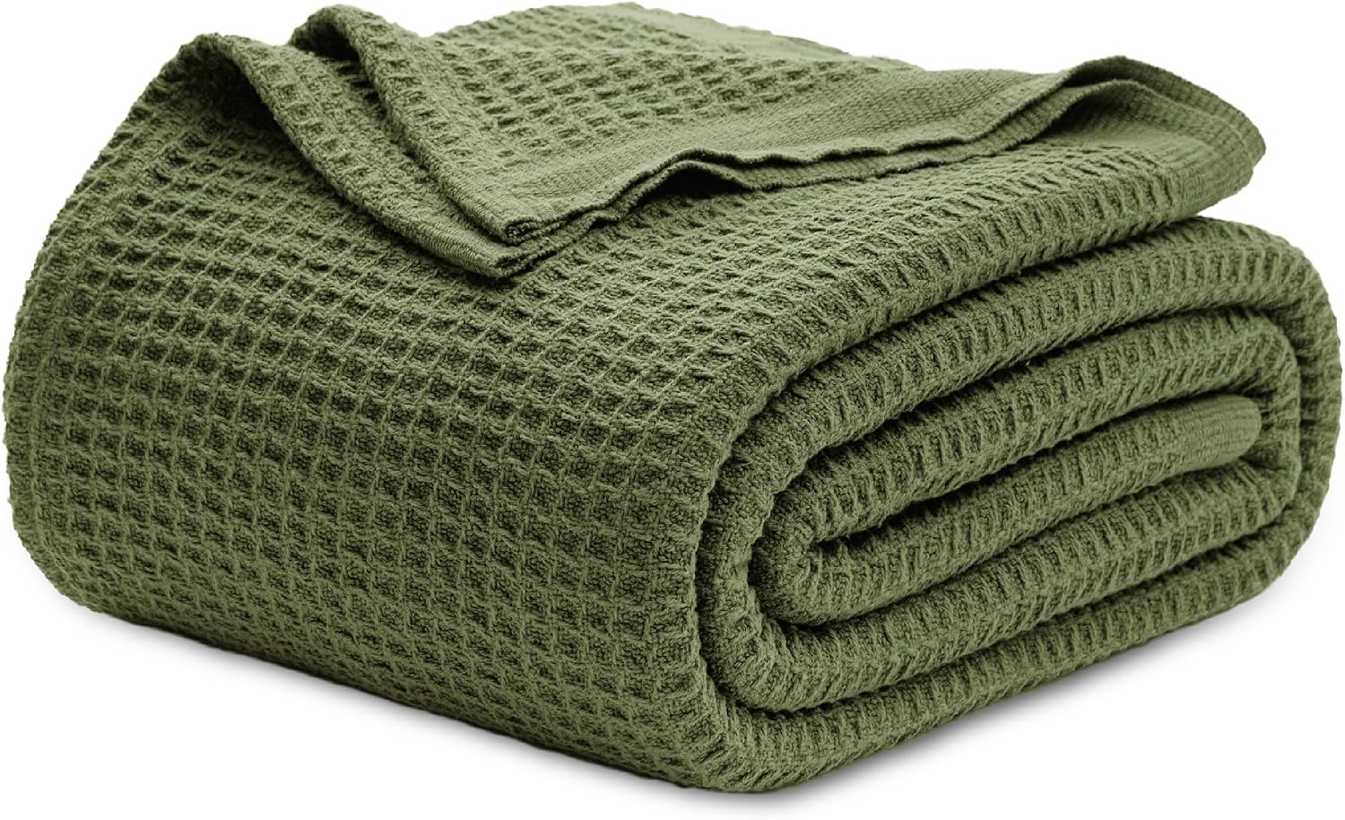Bedsure 100% Cotton Blanket King Size for Bed - Cooling Breathable and Soft for Summer, Thick Cozy Waffle Weave Blanket Gifts for Women, White