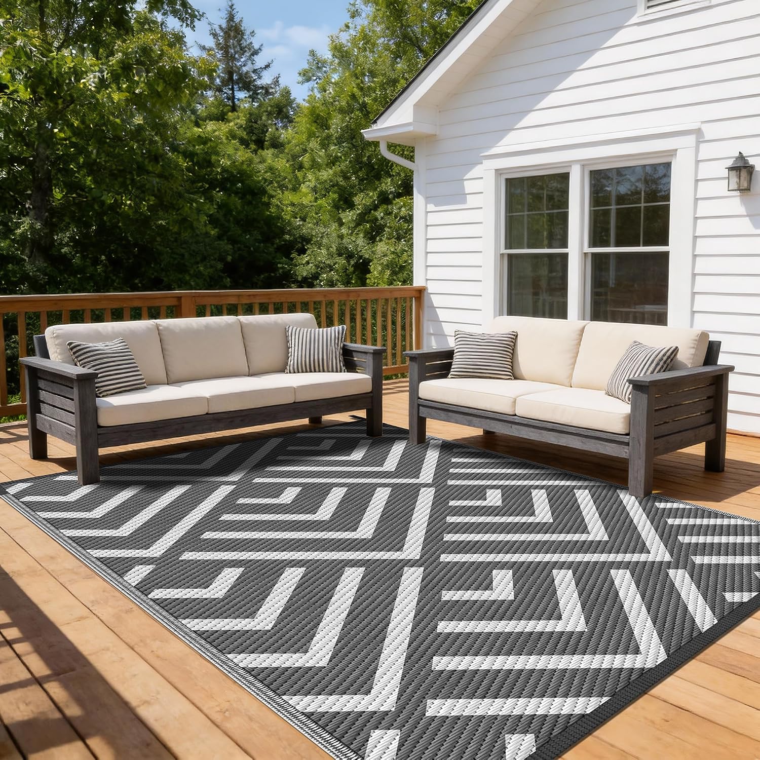Kohree Outdoor Rug 9x12 Reversible, Waterproof Outdoor Plastic Straw Rug RV Patio Mat, Non-Slip Easy-Cleaning RV Outdoor Mat Carpet for Deck, Patio