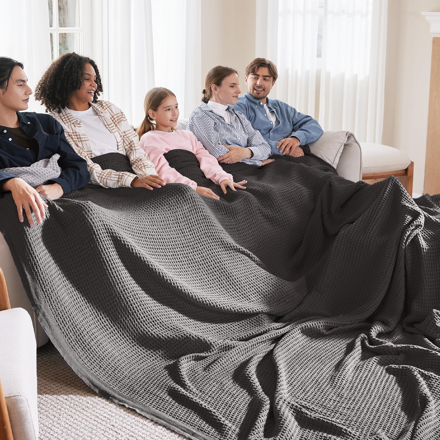 Bedsure 100% Cotton Blanket King Size for Bed - Cooling Breathable and Soft for Summer, Thick Cozy Waffle Weave Blanket Gifts for Women, White