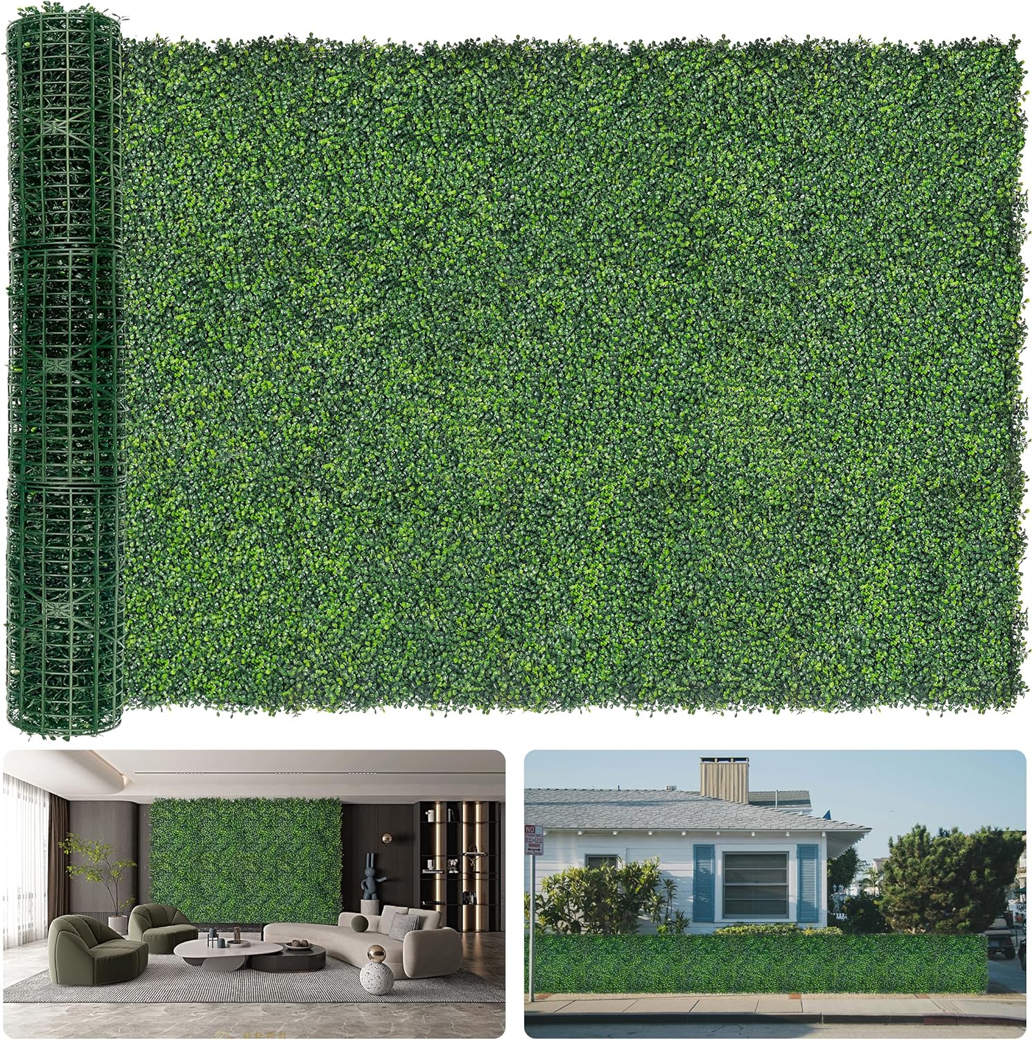 DOPGIB 80"x120" (67 SQFT) Greenery Faux Grass Wall Hedge Backdrop, UV Resistant Green Leaves Faux, Garden Indoor Outdoor Home Decor